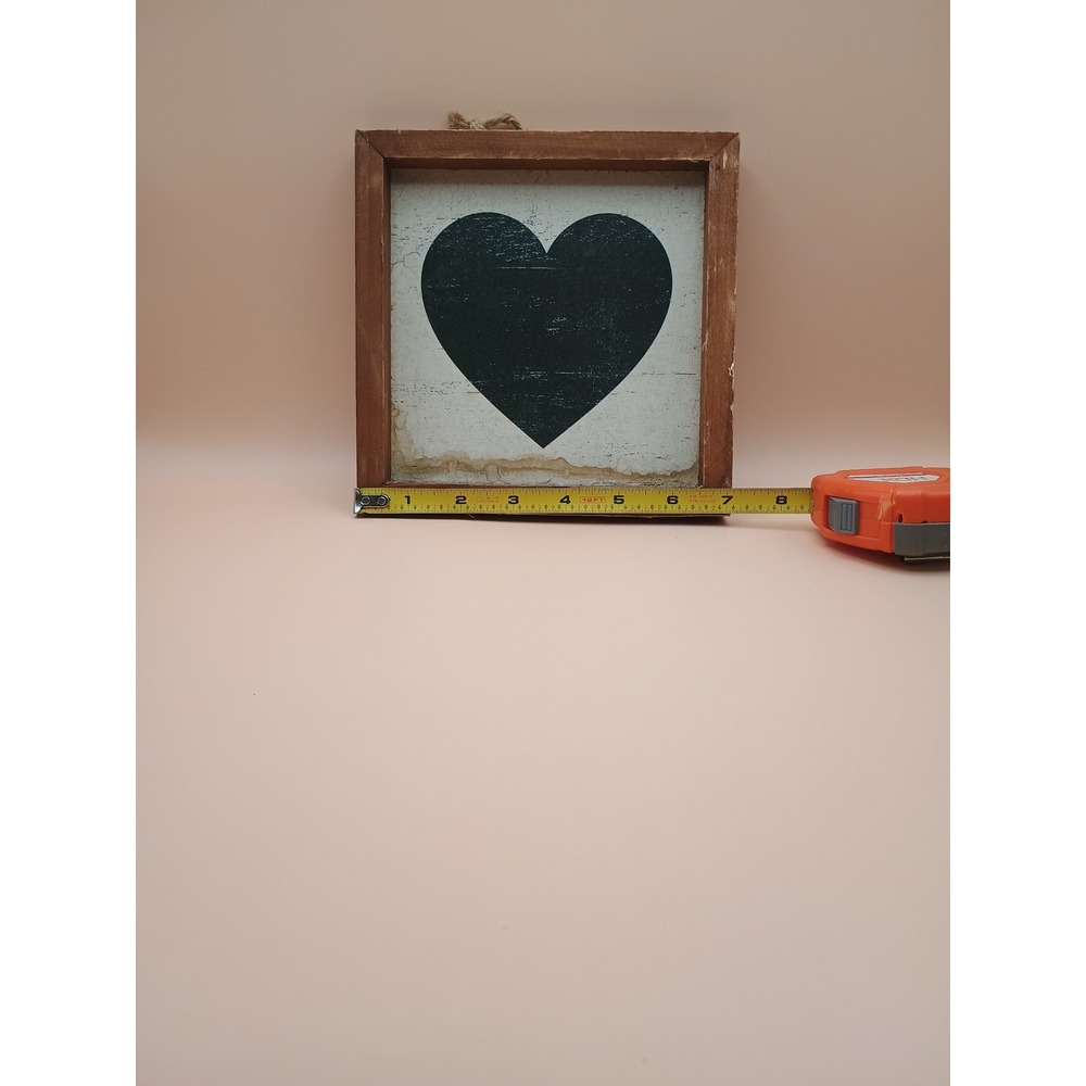 Farmington Rustic Wood Framed Black Heart Wall Decor Farmhouse Sign 7x7 - Picture 2 of 8